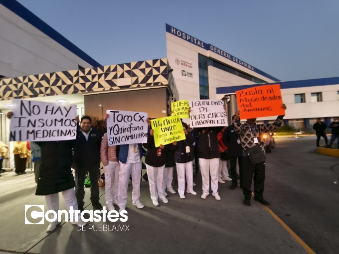 Trabajadores Hospital de Cholula protesta