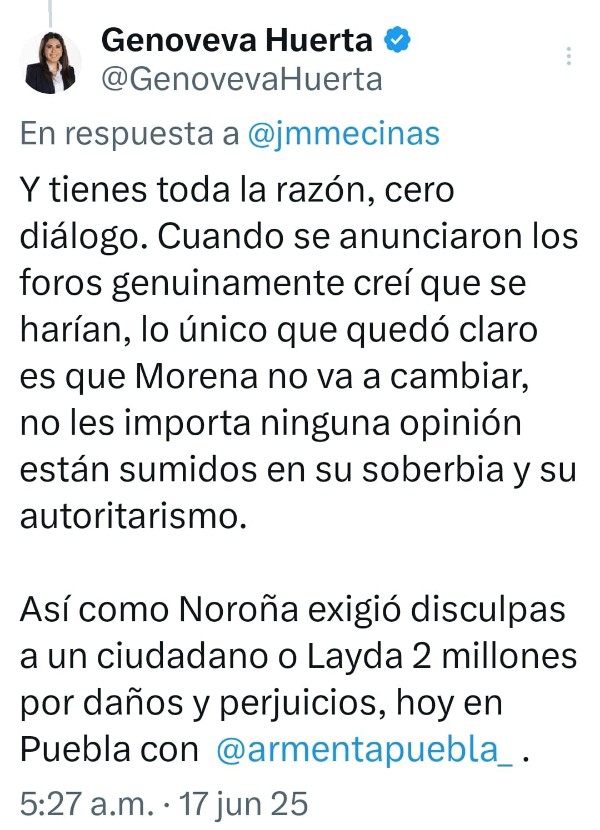 Genoveva Huerta denuncia