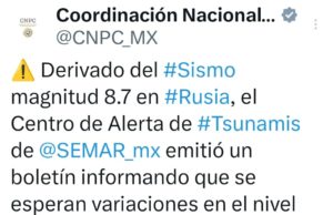 Sismo de 8.8 en Rusia podría ocasionar variaciones en el nivel del mar en costas del Pacífico Mexicano