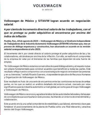Volkswagen acuerdo salarial