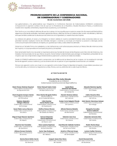 Conago Armenta apoyo Sheinbaum