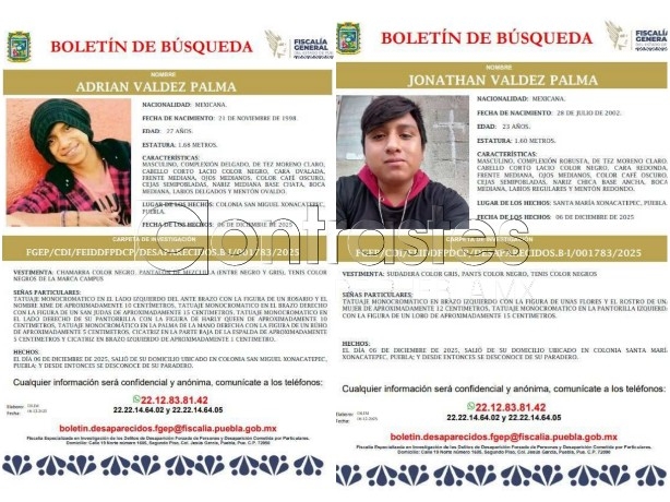 Desaparecidos Adrian Valdez y Jonathan Valdez