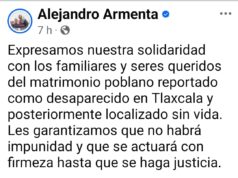 Armenta promete castigo a los asesinos de María de Los Ángeles y Alexandro Agustín