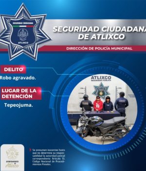 Capturan a dos presuntos asaltantes tras persecución de Atlixco a Tepeojuma