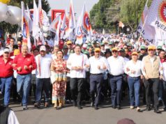 Armenta encabeza marcha del Día del Trabajo y recibe respaldo sindical al Cablebús
