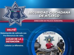 Policía de Atlixco recupera motocicleta con reporte de robo en El Barreal