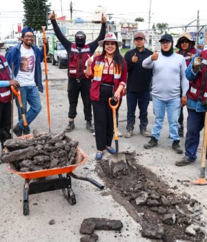 Tonantzin Fernández impulsa el programa de bacheo más amplio en la historia reciente de San Pedro Cholula