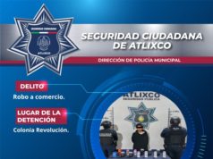 Detiene Policía Municipal de Atlixco a hombre por robo en comercio