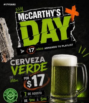 ¡17 años armando la playlist de México! McCarthy’s Day llega con un fin de semana cargado de rock, música original, tributos y mucha cerveza verde