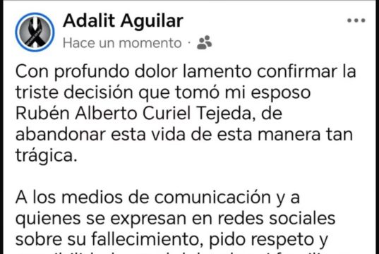 Viuda de Rubén Curiel pide no especular sobre su muerte; confirma suicidio