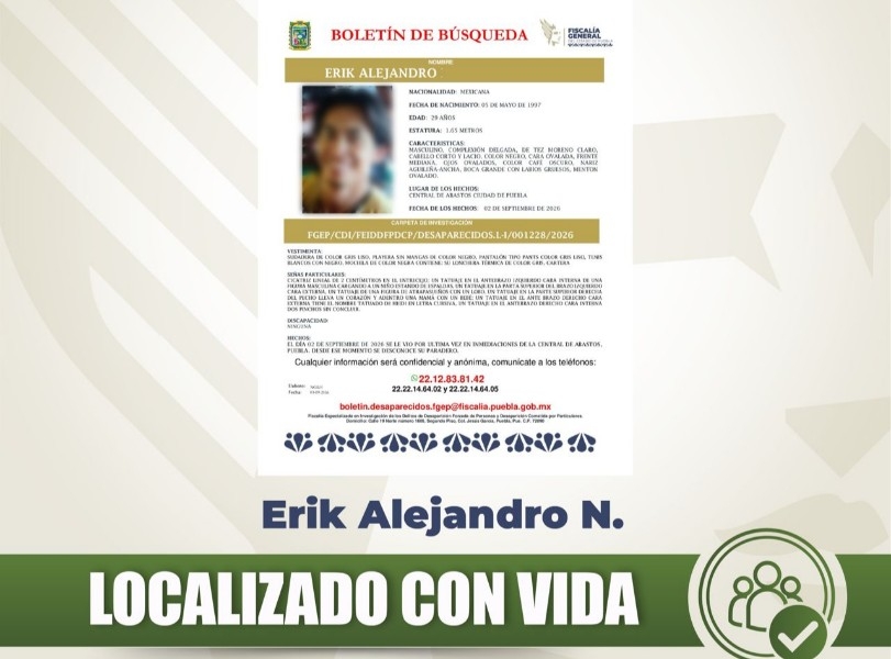 Erick Alejandro hallado con vida