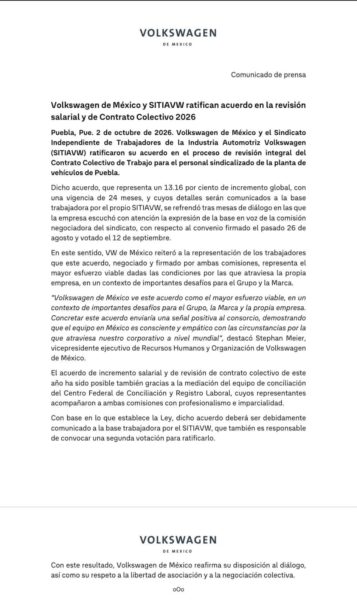 Volkswagen preacuerdo salarial