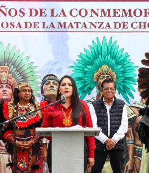 Encabeza Tonantzin Fernández ceremonias cívica y prehispánica conmemorativas de los 507 años de la Matanza de Cholula